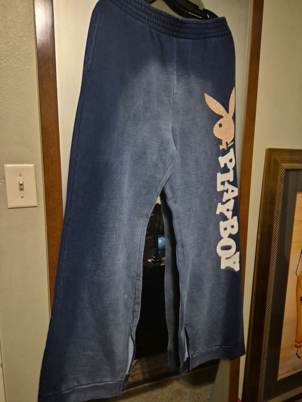 PLAYBOY Navy Wide-Leg Joggers with Side Logo